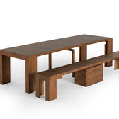 American Walnut::Gallery::Expanded American Walnut Transformer Table Shown with Bench