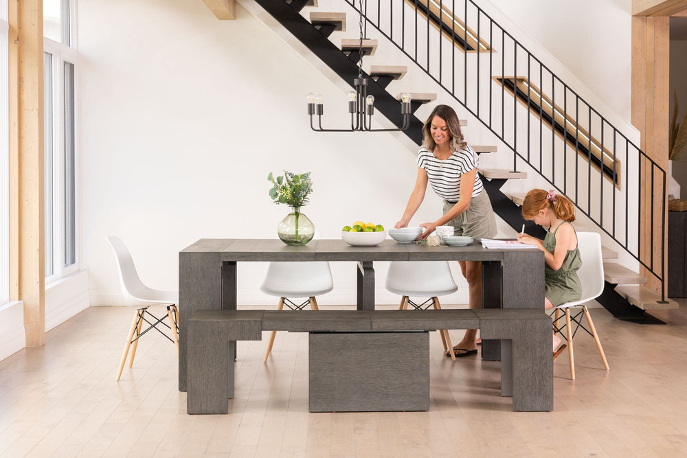 Siberian Birch::Gallery::Expanded Siberian Birch Transformer Table Showing Removable Panels